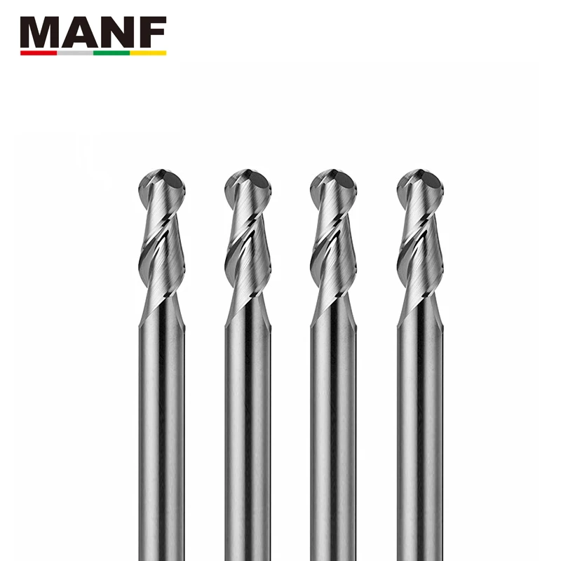 MANF 2 Flavta HRC55 3 mm 6 mm CNC Aluminija Koncu Mlin Lepo Žogo Nos Koncu mlini Dobro Konča Volframov Karbid Sprial Rezkanje