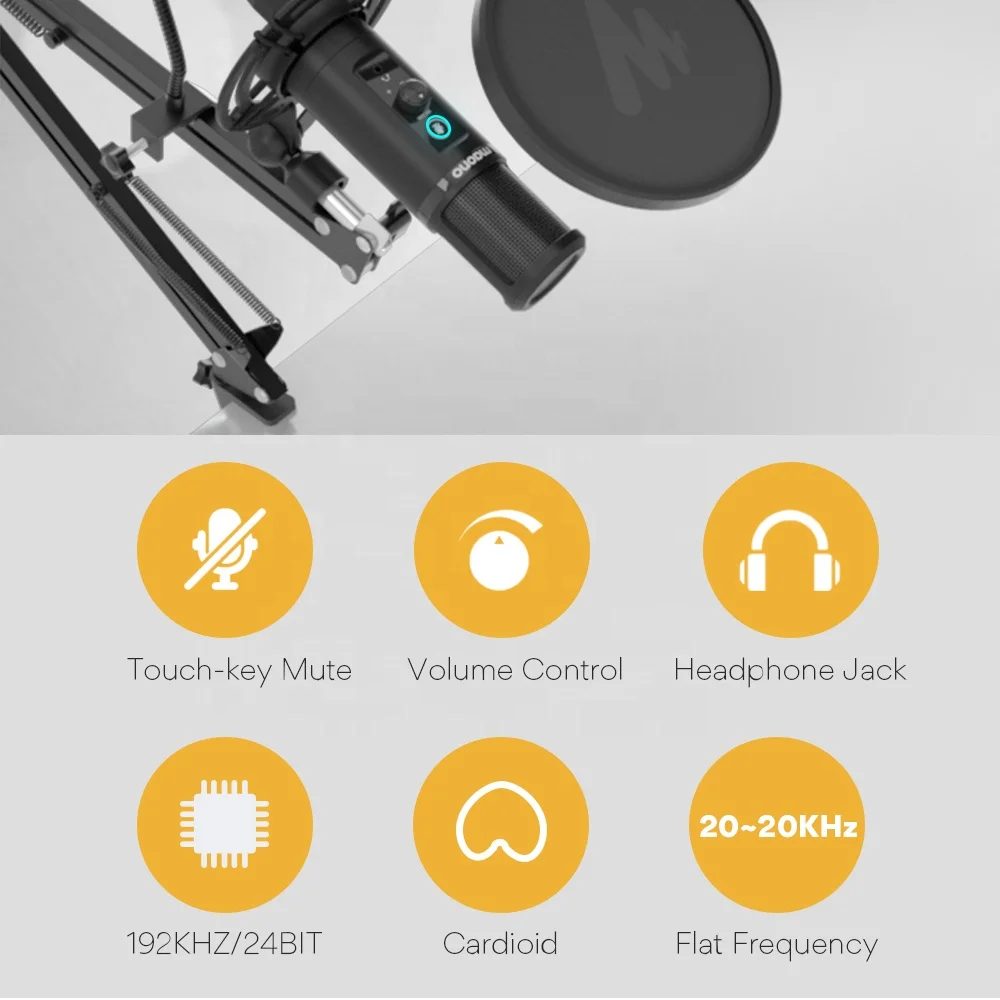 MAONO PM422 USB-Mikrofon Z Dotikom za Nemo Microfone 192Khz 24-bitno Kondenzatorja Podcast Studio Mikrofon Za RAČUNALNIK ZA YUTUBE FACEBOOK