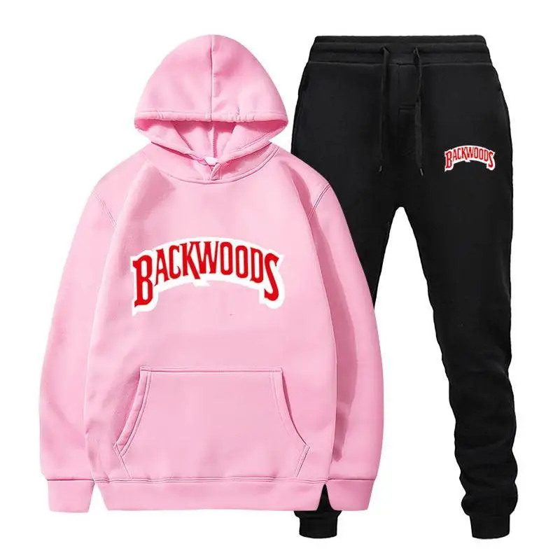 Marca de moda Backwoods, conjunto par hombre, pantalón con capucha de lana, chándal grueso y cálido, ropa deportiva con capucha
