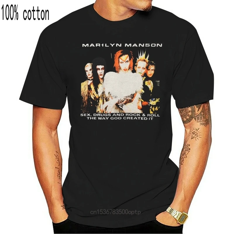 Marilyn Manson Rock Je Mrtev Tour 1999 Rock Uradni Tee T-shirt Mens Unisex Bombaža Moške majice Klasične