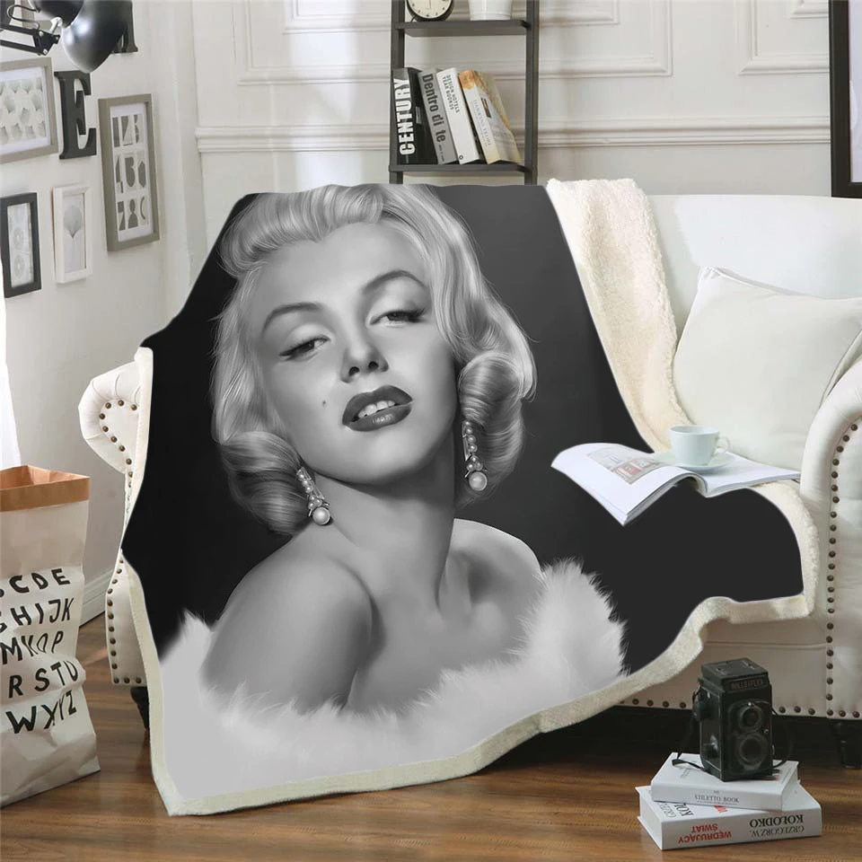 Marilyn Monroe 3d tiskanih flis odeja za Postelje Pohodništvo Piknik Debela Odeja Modi Bedspread Sherpa Vrgel Odejo slog-8