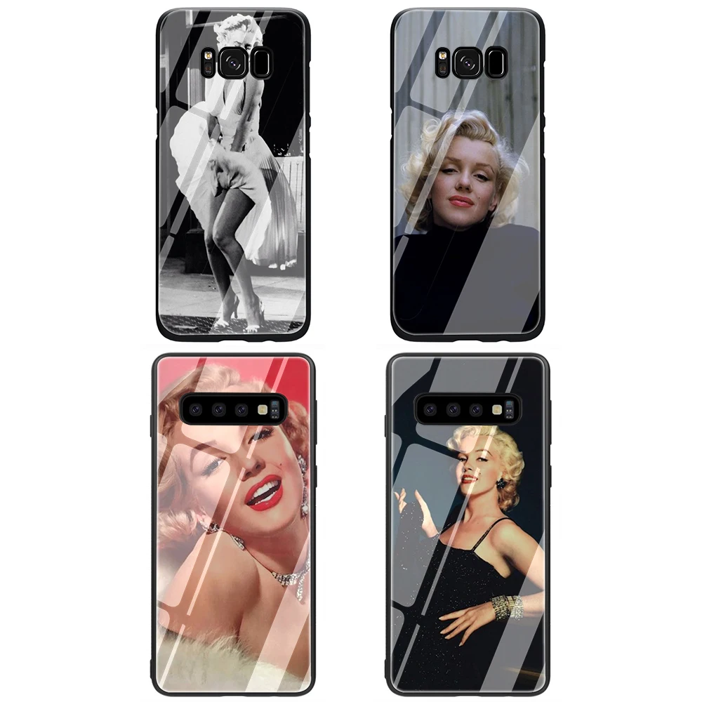 Marilyn Monroe, Kaljeno Steklo Telefon Kritje velja za Samsung Galaxy S7 rob S8 9 10 Opomba 8 9 10 Plus A10 20 30 40 50 60 70