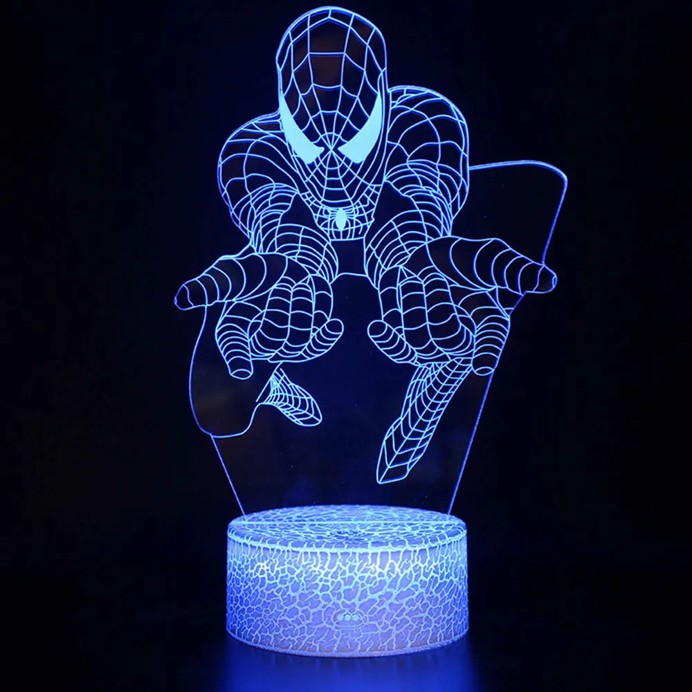Marvel Avengers Pajek Človek Akcijski Slika Igrača 3D LED Lučka Anime Risanke Noč Svetlobe Za Otroke Rojstni dan Božična Darila