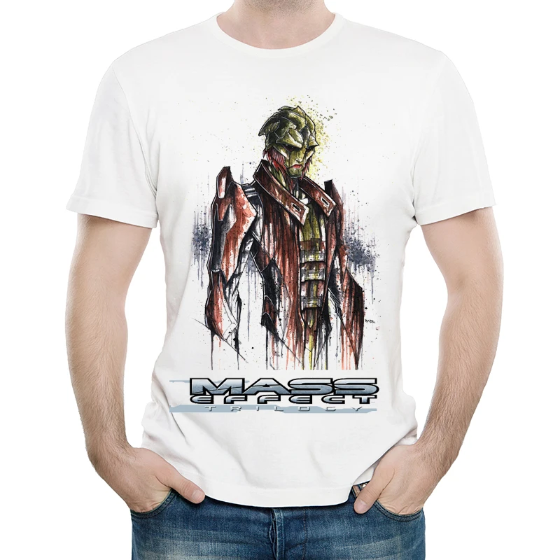Masa Učinek Majica Bele Barve Mens Moda Kratek Rokav Igra Mass Effect T-shirt Vrhovi Tees tshirt Priložnostne T-shirt