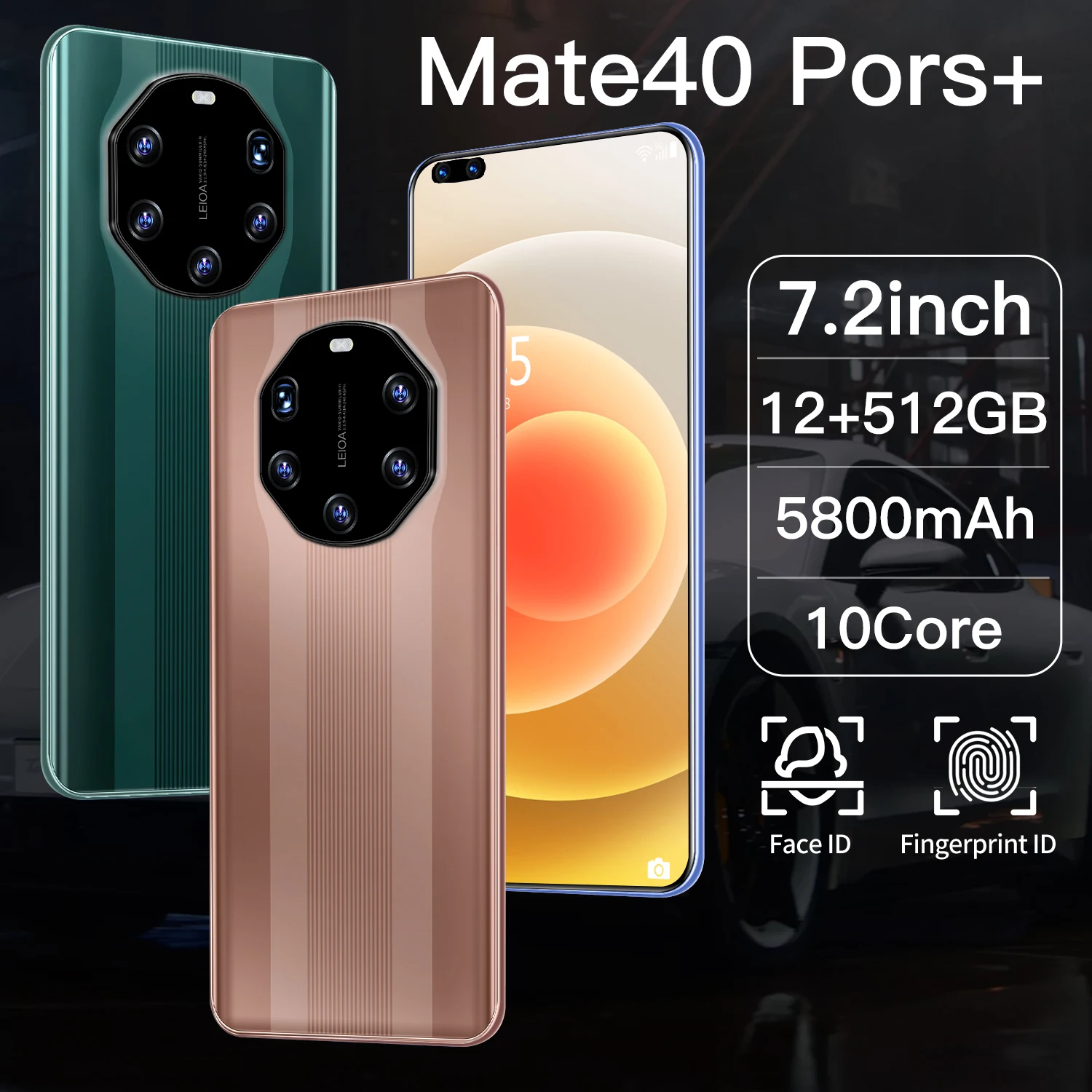 Mate40 Prednosti+ 7.2 Palčni 5G LTE Globalni Različici z Dvojno SIM Pametni telefon 512GB 48MP 6800mAh Deca Jedro Mobilnega Telefona