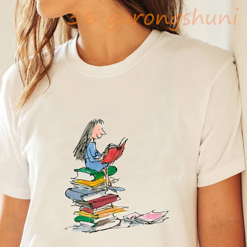 Matilda Roald Dahl risanka natisniti tee majica femme knjiga ljubimec majica najboljši prijatelji tshirt darilo smešno Umetnosti Kratek sleeve zgornji deli oblacil ženske