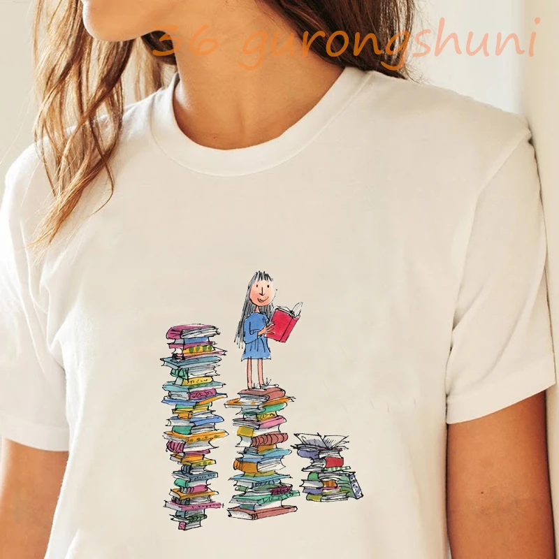 Matilda Roald Dahl risanka natisniti tee majica femme knjiga ljubimec majica najboljši prijatelji tshirt darilo smešno Umetnosti Kratek sleeve zgornji deli oblacil ženske