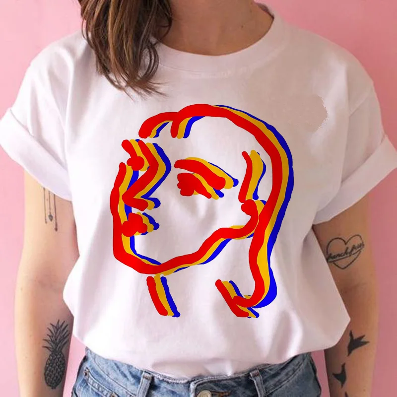 Matisse Majica s kratkimi rokavi Ženske Ullzang Grafični Harajuku Smešno 90. letih Tshirt Tiskanja oblačila korejski Matisse T-shirt Moda Grunge Ženski Top