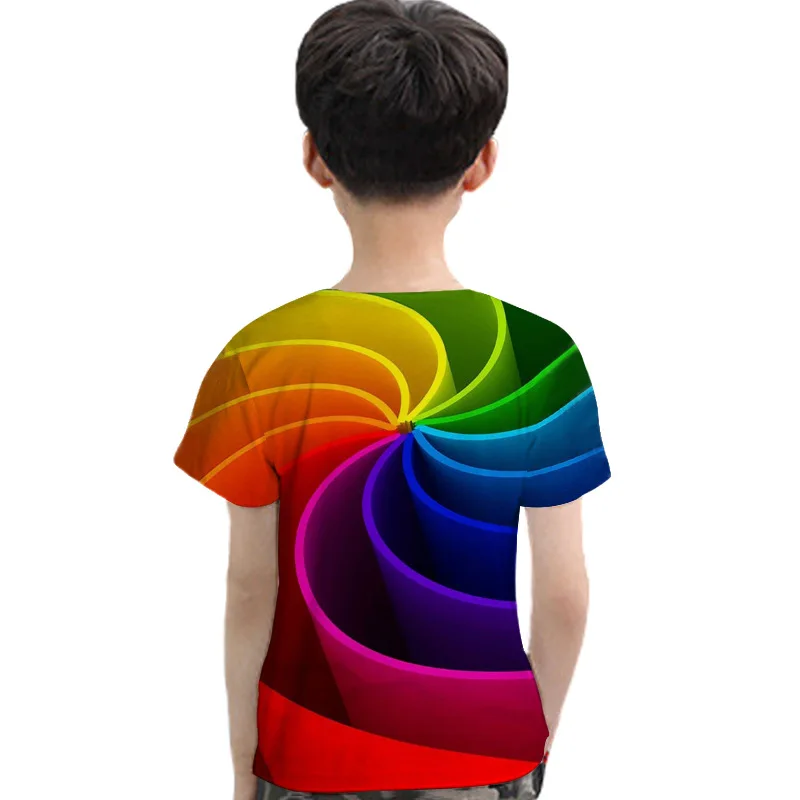 Mavrica 3D Natisnjeni T-Shirt Moda Priložnostne Dekleta, Vrhovi Otroci Majica Za Fante 90-160 cm KT-2318