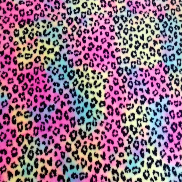 Mavrica tie-barvane zajec krzno leopard tiskanja torbico, čevlji in druga oblačila, igrače DIY materiala,specializiranimi za umetno krzno tkanine