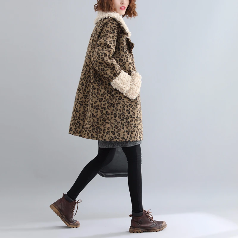 Max LuLu 2019 Moda Korejski Prevelik Toplo Vrhnjih Oblačil Ženske Volnene Dolge Windbreakers Ženska Priložnostne Leopard Oblazinjeni Zimski Plašči