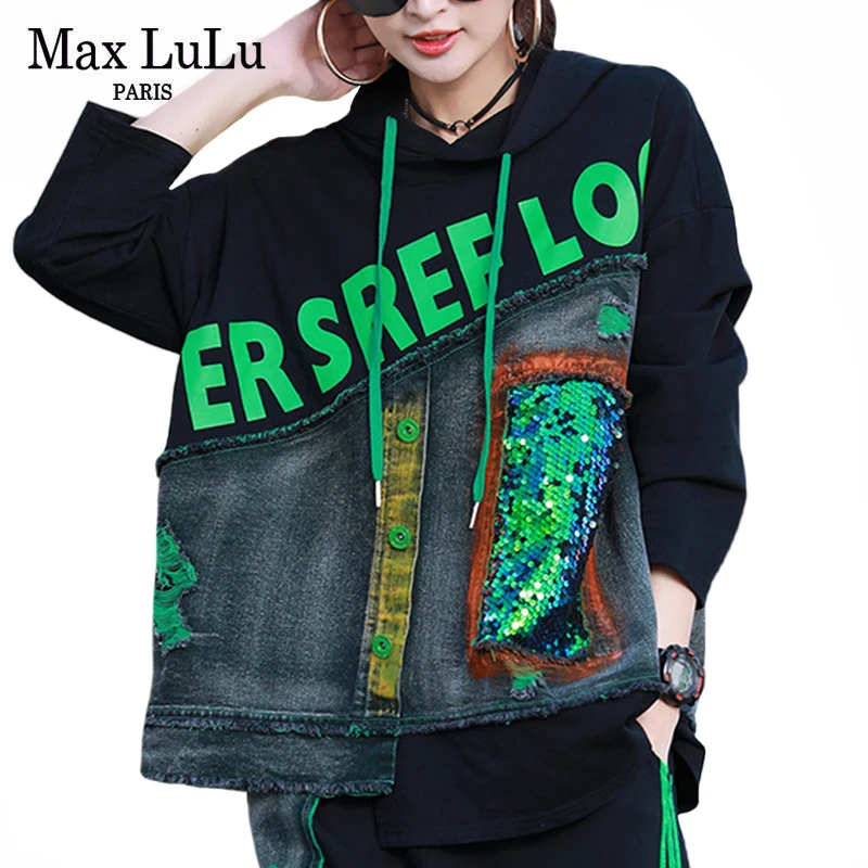 Max LuLu 2021 Pomlad Moda Ulične Ženski Gothic Svoboden Majica Womens Fitnes Priložnostne Dame Hoodies Prevelik Oblačila