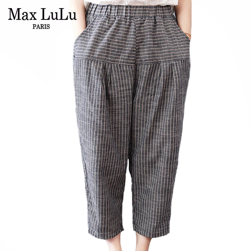 Max LuLu Korejski Nov Modni Oblikovalec Pomlad Gospe Perilo Elastične Hlače, Womens Svoboden Natisnjeni Hlače Ženske Prevelik Pantalons