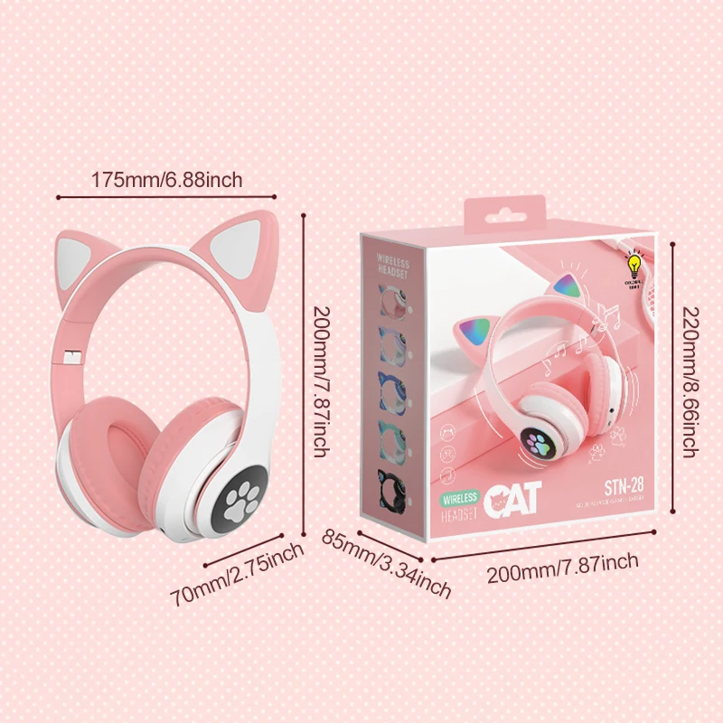 Mačje Uho Brezžične Slušalke , Bluetooth Slušalke , Igralne Brezžične Slušalke Za Dekleta Beuaty Slušalke Fone De Ouvido Bluetooth