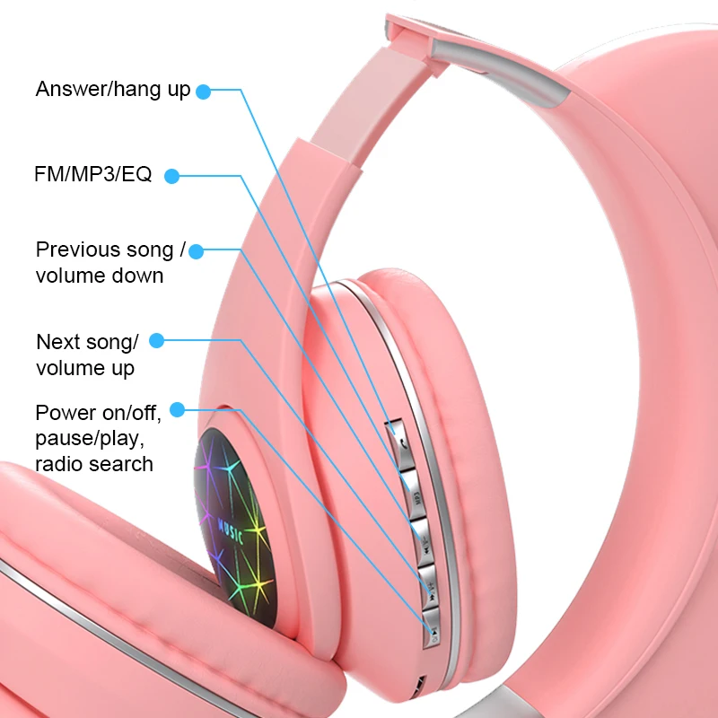 Mačje Uho Brezžične Slušalke fone ouvido bluetooth Z RGB Svetloba Bliskavice Bluetooth 5.0 Mladi, Otroci, Dekleta, Slušalke Za telefon