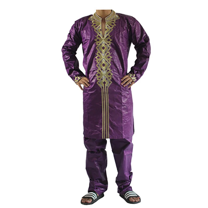 MD 2020 Afriške moška Majica, Hlače Komplet 2 Kosov Dashiki Oblačila Obleko Bazin Riche Vezenje Vrh Hlač Tradicionalno Formalno Obleko