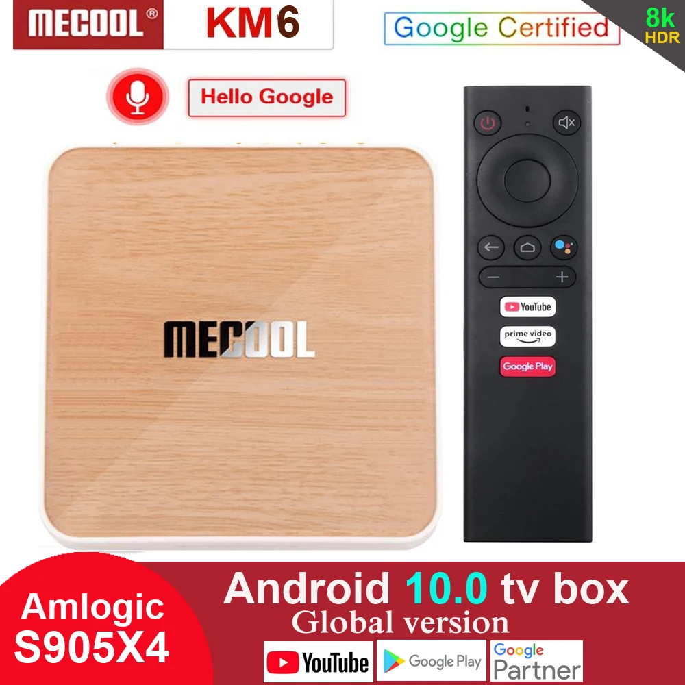 Mecool KM6 Deluxe Amlogic S905X4 TV Box Android 10 4 GB, 64 GB Wifi 6 BT5.0 Googlovi Certificirani Podporo AV1 USB3.0 1000M Set Top TVbox