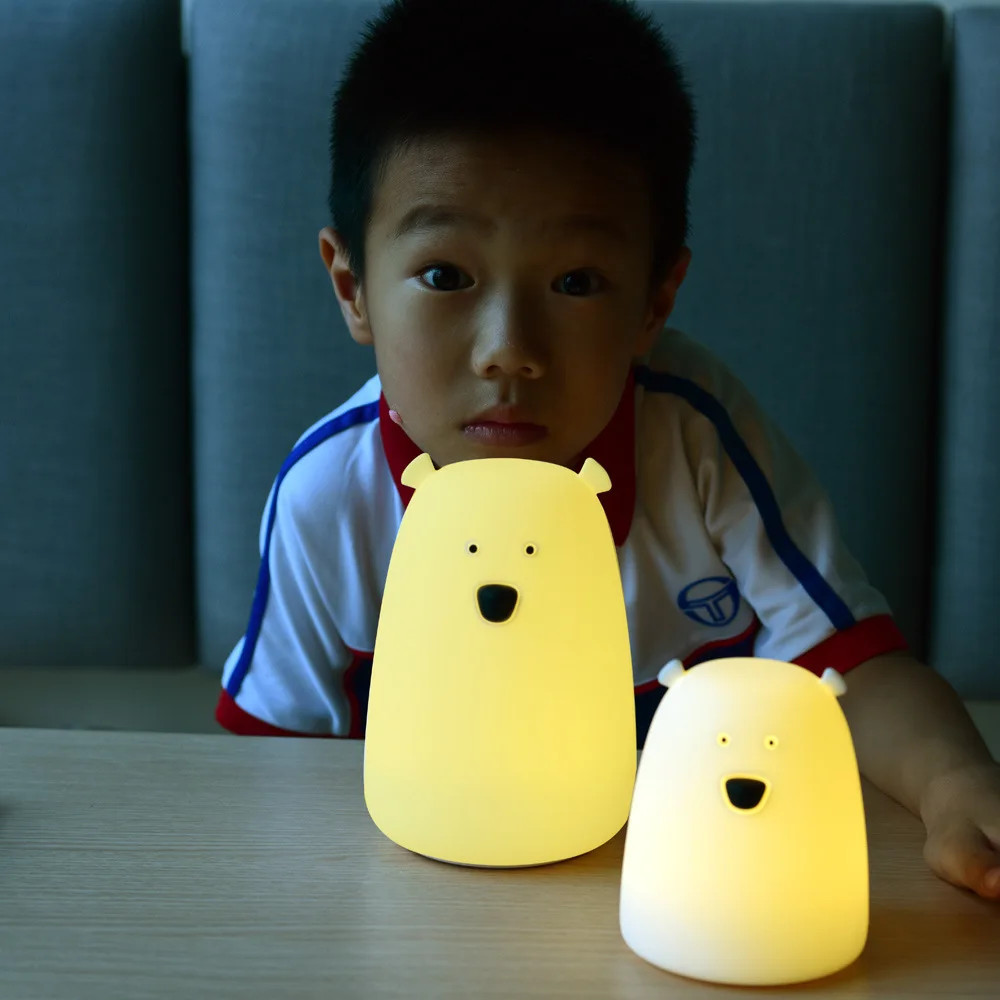 Medved LED Night Light Touch Senzor Pisane Silikonski namizne Svetilke USB Polnilne Spalnica Postelji Lučka za Otroke, Otroci Baby Darilo