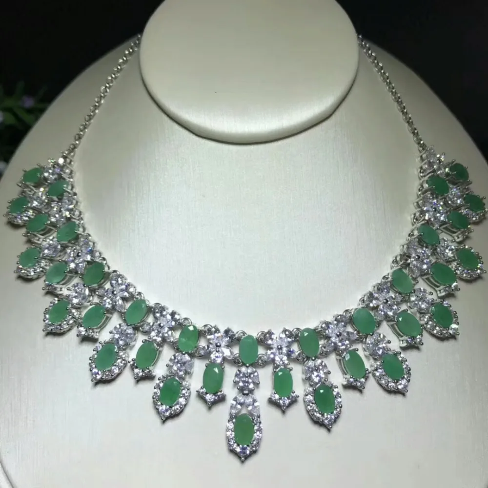 [MeiBaPJ]Visoko Kakovost Naravnega Smaragdno Ogrlico, Obesek z Potrdilo 925 Čistega Srebra Lep Poročni Nakit za Ženske