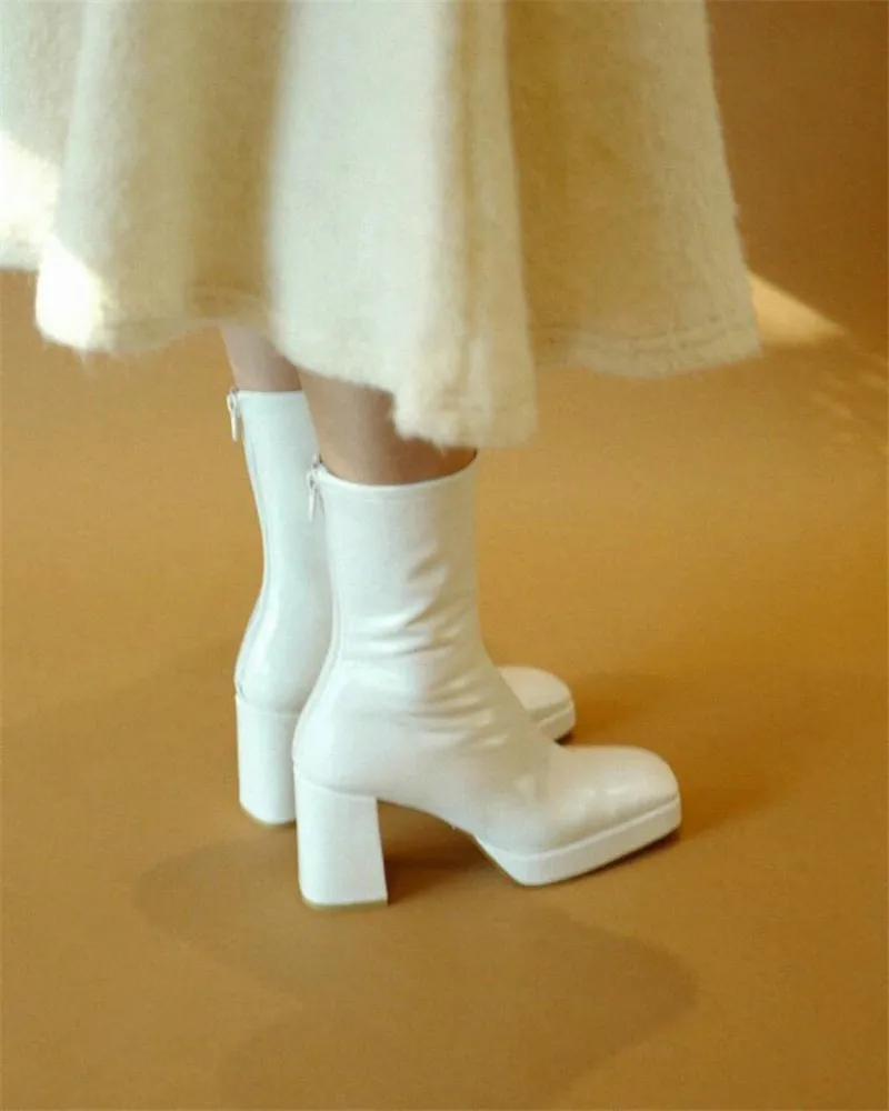 MEMUNIA 2020 nov modni visoke pete platforma čevlji ženske škornji zip jeseni, pozimi kvadratni toe priložnostne stranka cevlji ženske