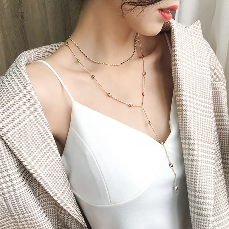MENGJIQIAO 2019 Novo Elegantno Baročno Večplastne Simulirani Pearl Choker Kovinski Zaklepanje Ogrlica Ženske, Modni Nakit Dodatki