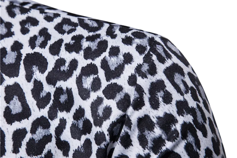 Mens Classic Leopard Print Majica Moški 2018 Nove Eleganten Casual Dolg Rokav Slim Fit Obleko Mens Majice nočni klub DJ Fazi Camisa