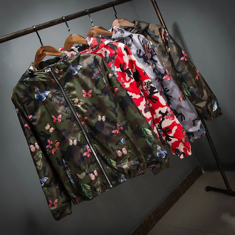 Mens Priložnostne Prikrivanje Hoodie Suknjič 2019 Jeseni Metulja Print Oblačila za Moške Hooded Windbreaker Suknjič Moški Outwear Velikost S-3XL