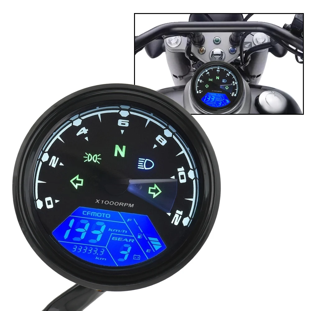 Merilnik hitrosti motorno kolo Moto nadzorni Plošči merilnik vrtljajev motorno kolo, Digitalni Indikator Goriva Merilnik Anti-glare Night Vision Izbiranje prevožene poti