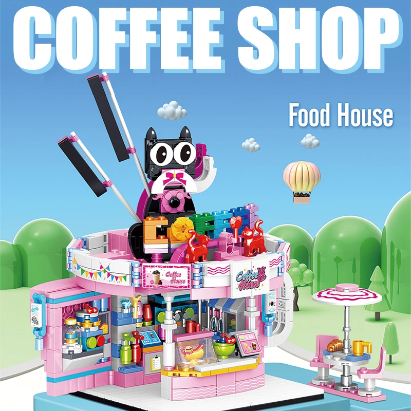 Mesto Street View Trgovina S Hrano Mini Opeke Kava Ice Cream Shop Arhitekture Modeli Gradnikov Igrače Za Otroke Darila