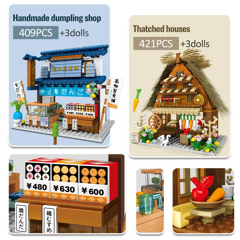 Mesto Stvarnika Japonski Street View Restavracija gradniki Cmok Živili Trgovina Hiši Model Številke Opeke Igrače za Otroke