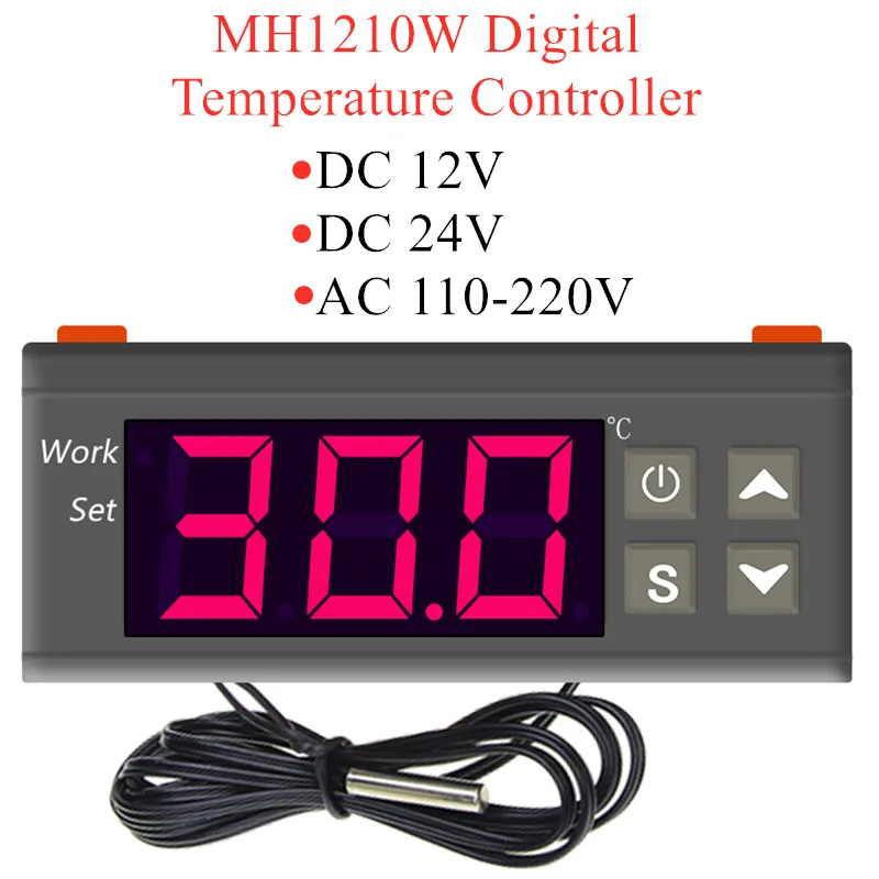 MH1210W Temperaturni Regulator DC12V DC24V AC110-220V Termometer Thermoregulator Termostat -50~110 C NTC Senzor Za Inkubator