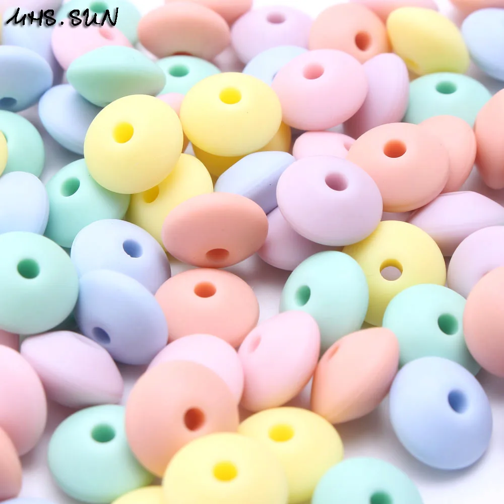 MHS.SONCE Candy barve srčkan krožnik obliko silikonske kroglice 12 mm zdravstvene nege teether svoboden žvečljive kroglice za DIY nakit ogrlica/zapestnica