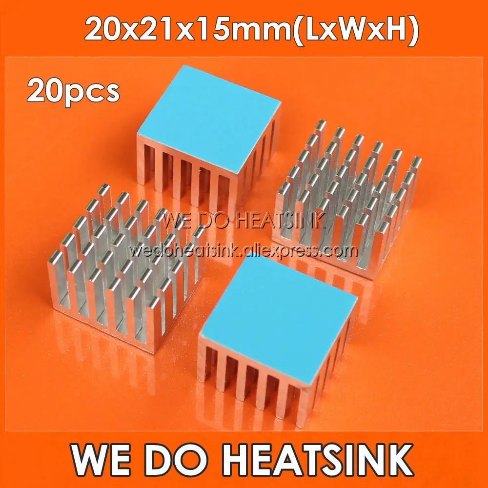 MI HEATSINK 20pcs 20x21x15mm CPU Aluminijasti Radiator Heatsink Hladilnik S Termalno Ploščico Za Plastično IC Paketov in PCB