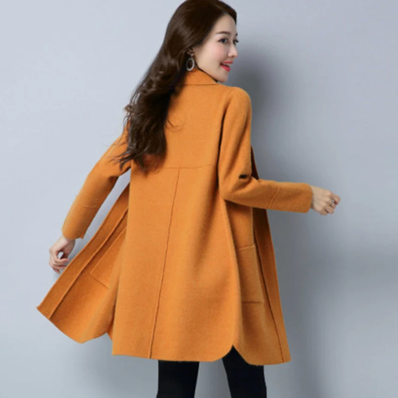 Mid-dolžina pulover ženske plašč jeseni in pozimi volne river plašč korejski svoboden pomladi in jeseni z debelo barva cardigan