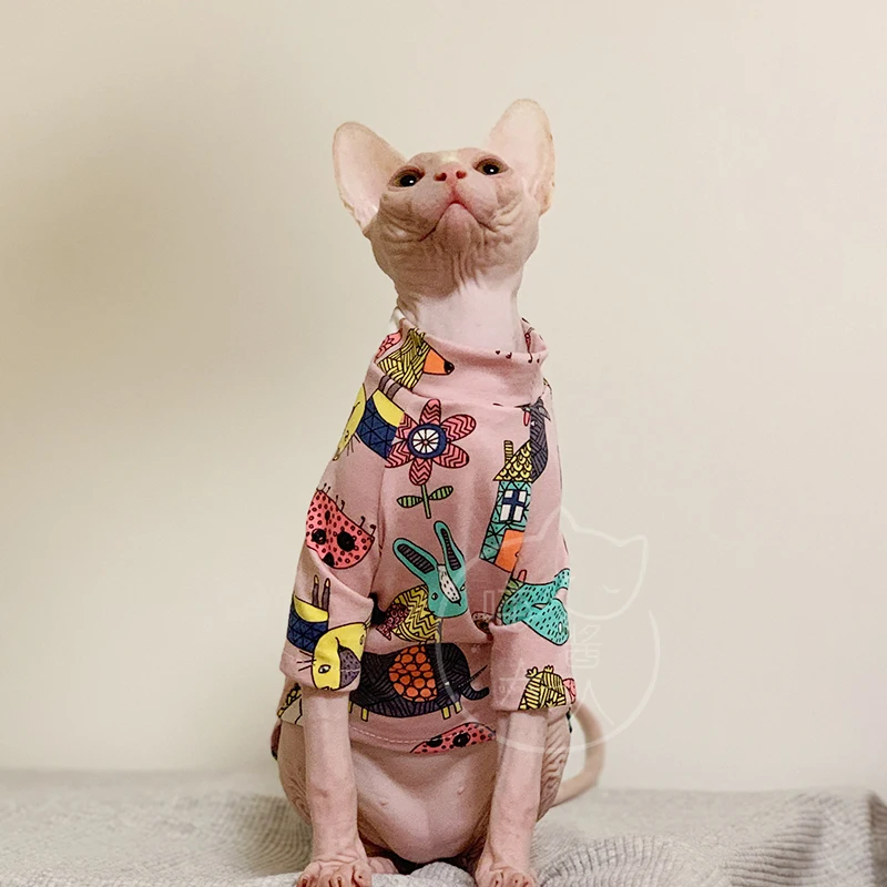 Mijav Deven T Shirt Sfinga Oblačila Hairless Mačka Oblačila Hišne Potrebščine Mačka Cvet Oblačila XS XL