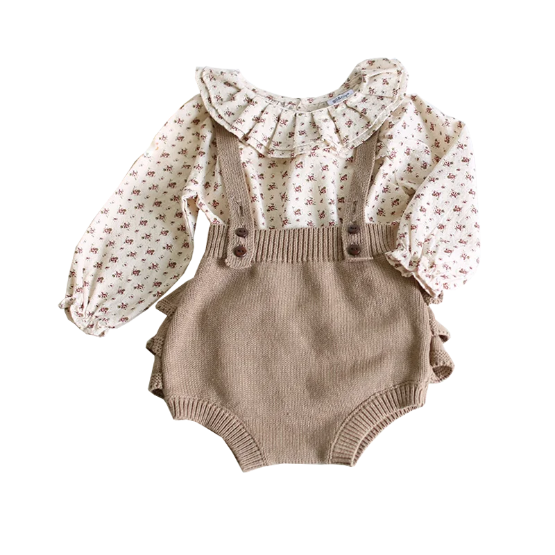 MILANCEL 2020 Otroška Oblačila Baby Dekle Plesti Bodsuit Trdna Malčka Bloomer Mehka Oblačila za Novorojenčka