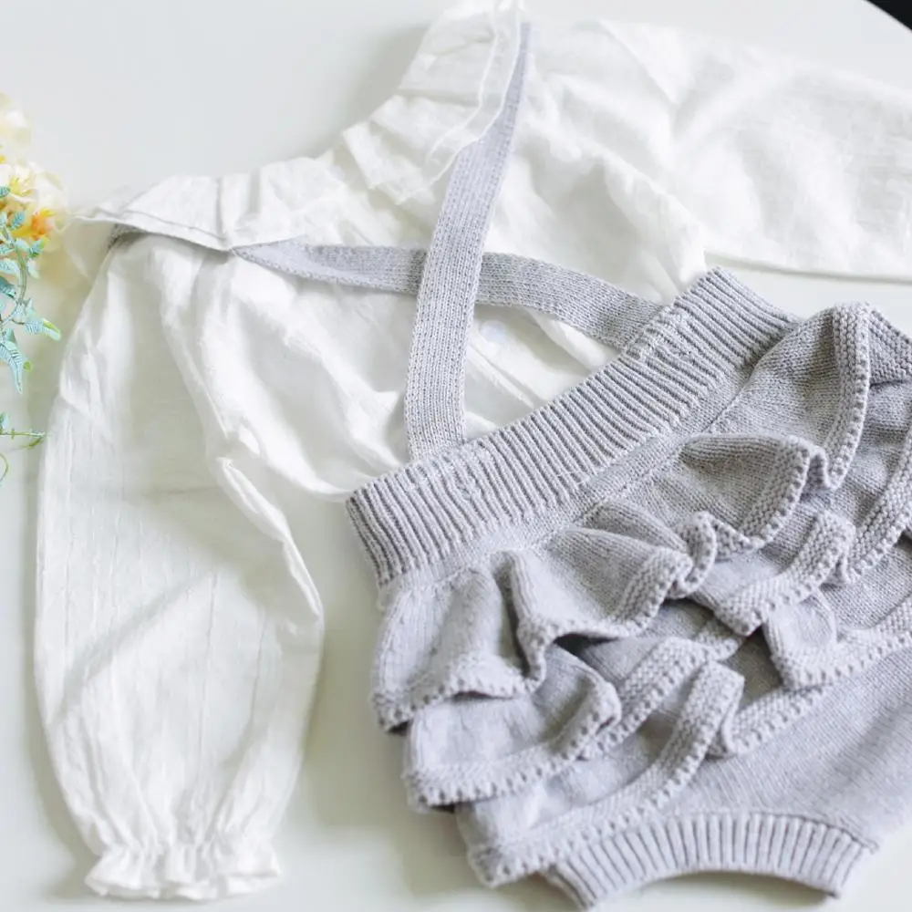 MILANCEL 2020 Otroška Oblačila Baby Dekle Plesti Bodsuit Trdna Malčka Bloomer Mehka Oblačila za Novorojenčka