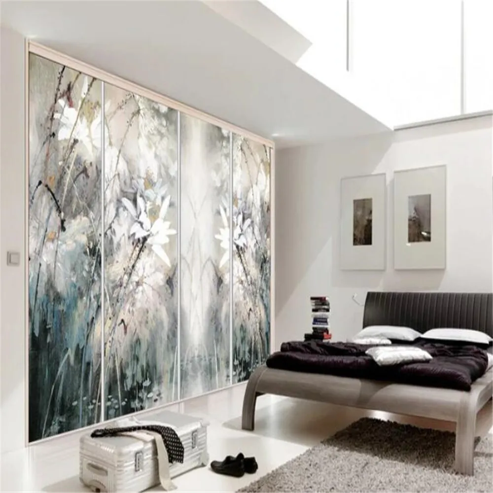 Milofi po meri velikih 3D ozadje zidana retro oljna slika lotus ročno poslikano spalnica, dnevni prostor kavč, TV ozadju stene