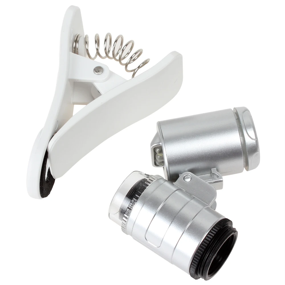 Mini 60X Lupo,Posnetek širokokotni Povečevalno Steklo,Mikroskop, Leče, Optične Leče Orodje s 3 LED Luči za Univerzalni Mobilni Telefon