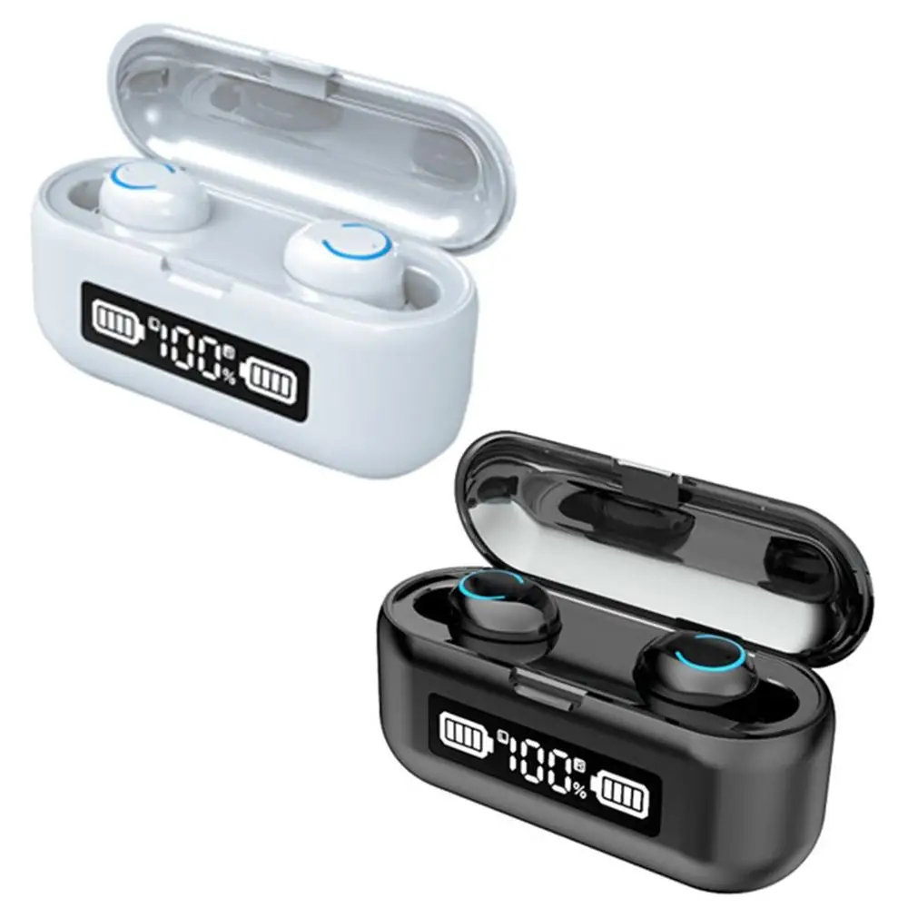 Mini Brezžične Slušalke Slušalke TWS Bluetooth, 5.1 Stereo Hi-fi HD Mikrofon Nepremočljiva Šport Čepkov Z Digitalni LCD Zaslon