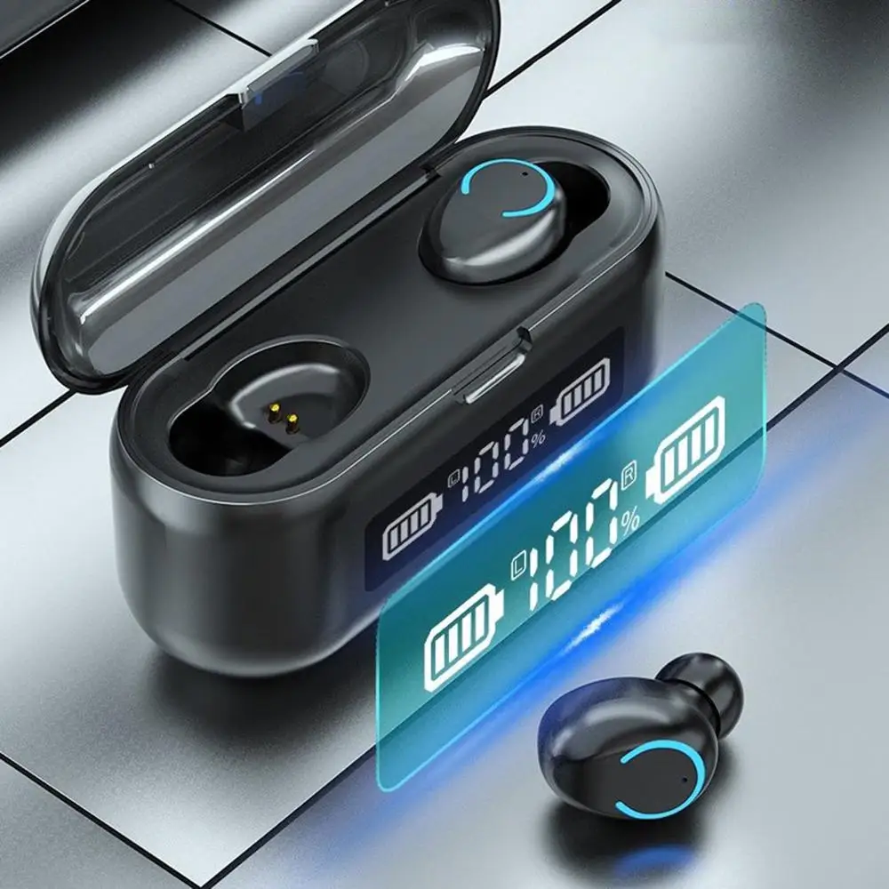 Mini Brezžične Slušalke Slušalke TWS Bluetooth, 5.1 Stereo Hi-fi HD Mikrofon Nepremočljiva Šport Čepkov Z Digitalni LCD Zaslon