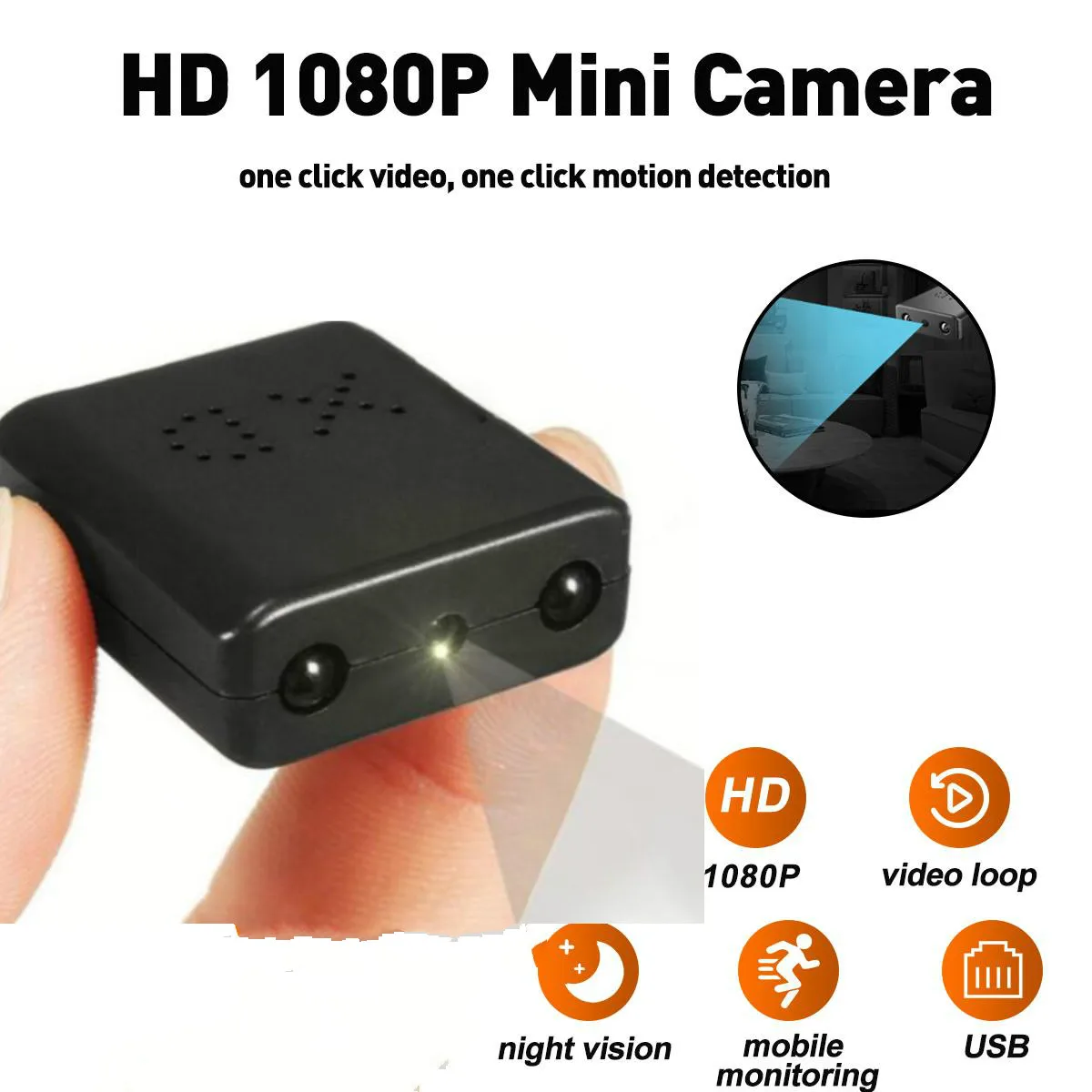 Mini Kamera, Wifi Full HD 1080P Home Security Kamere Nočno opazovanje Mikro Kamere, Zaznavanje Gibanja, Video Snemalnik