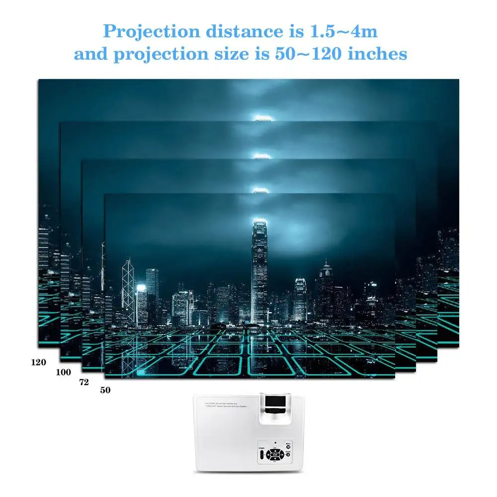 Mini LED Projektor Full HD LCD 2000 lumnov Zoom Pisane Prenosni Domači Kino Kino Podporo 4K Android HDMI je združljiv/USB/VGA