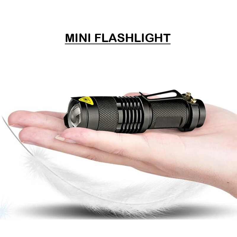 Mini Led svetilka baterijska Svetilka L2 Zoom Bliskavica za ponovno polnjenje Bliskavice luči XML T6 3800 Lumnov 18650 baterije AA worklight