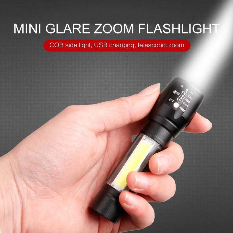 Mini Led Svetilka Glare Zoom Usb Polnjenje XPE+COB Močna Svetilka baterijska Svetilka, Polnilne Za Kampiranje na Prostem Ročno Svetilko