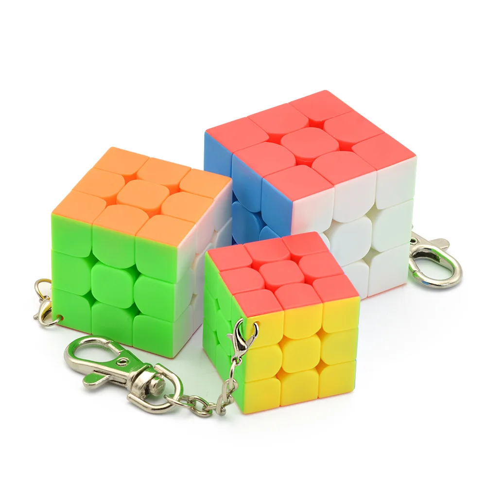Mini Moyu mofangjiaoshi Čarobno Hitrost 3x3x3 kocke keychain stickerless Kocke Keyring uganke kocke ključnih verige igrača za otroke, darila