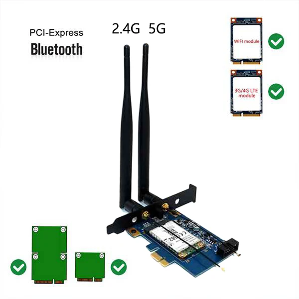 Mini PCI-E PCI Express PCI-E 1X Adapter s Kartice SIM v Režo za 3G/4G/LTE in WiFi