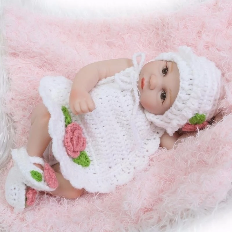Mini Prerojeni Lutka Baby 28 CM 11 Inch Slicone Novorojenčka Srčkan Mehko Realne Baby Doll Igrače za Dekle, Fant, Otroci Rojstni dan Božično Darilo