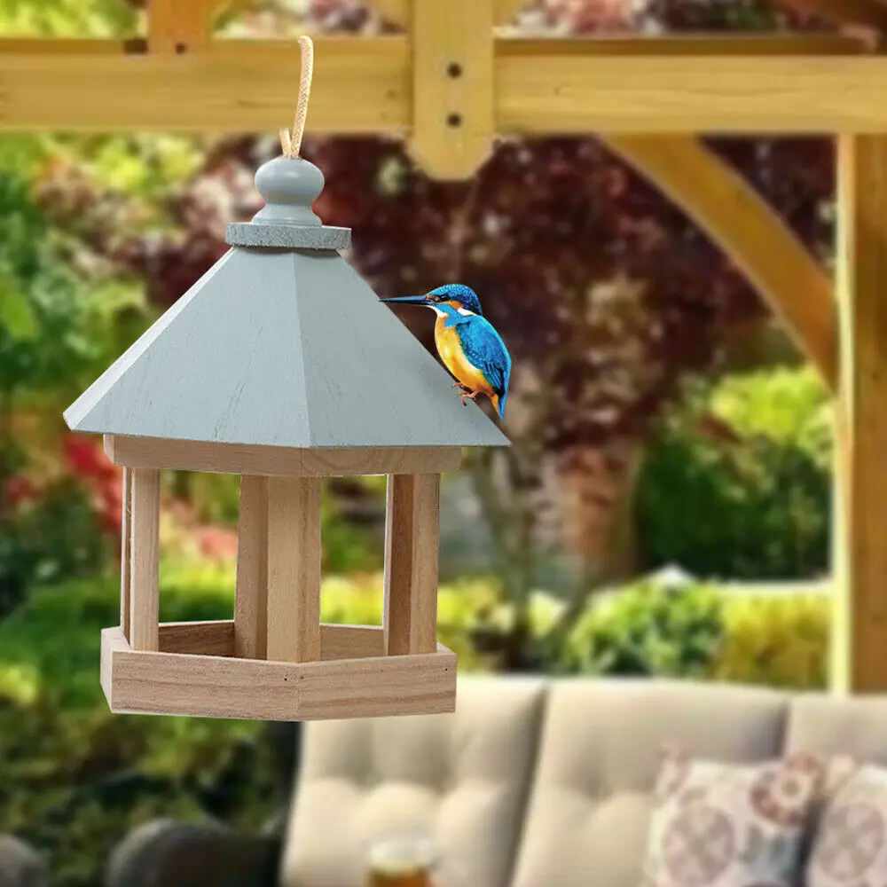 Mini Prostem Podajalnik Ptic Lesene Visi Ptičje Hrane Posode za Balkon, Vrt, Park Bird Tip Hiše Napajalni Vrtni Okras
