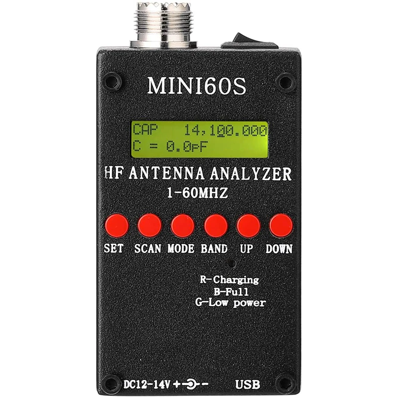 Mini60S 1-60MHz HF ANT SWR Antene Analyzer Metrov z BT Android PC Programska oprema za Ham Radio Hobbists